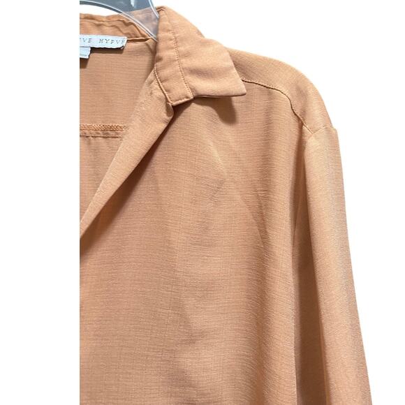 Hyfve Size Small Terracotta Brown Long Sleeve Collared Blouse - Picture 4 of 7